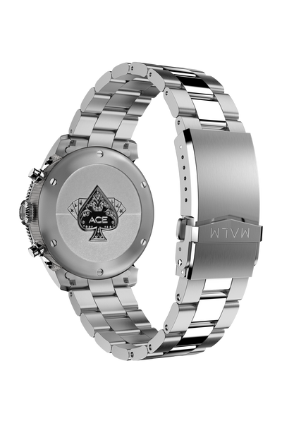 NEW - ACE Black Silver Chronograph 44 Ltd.