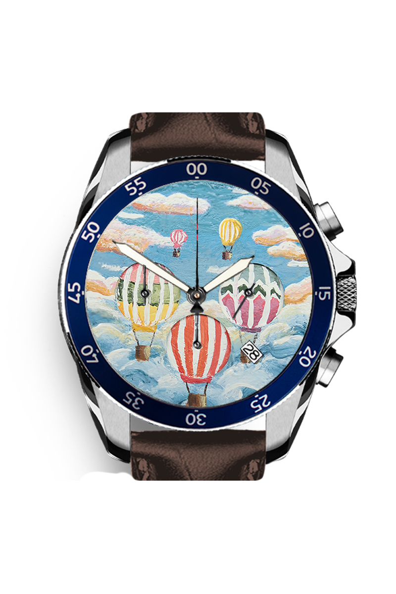 colorful handpainted watch dial dalton 41 air balloons