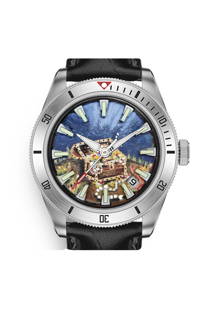 handpainted watch dial frogdiver 39 divers watch