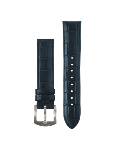 Blue Croco Leather Strap 20 mm