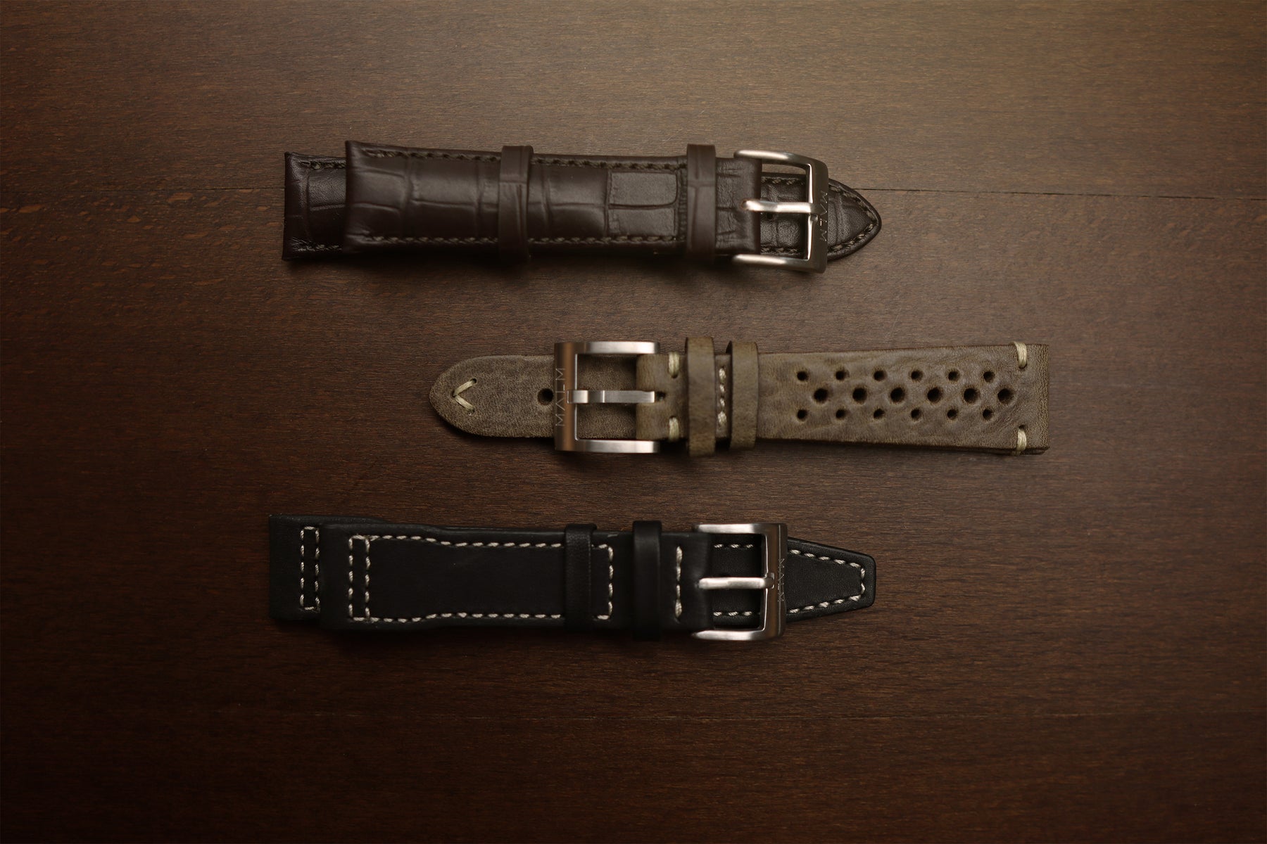 brown and black leather strap for watch