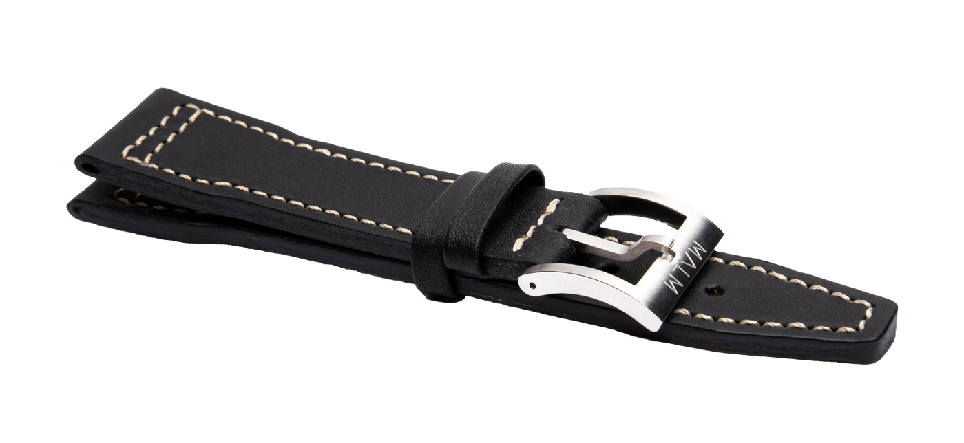 Maverick Black Leather Strap 20 mm